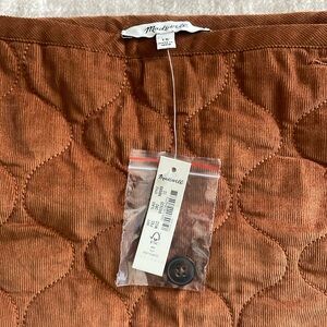 Madewell Corduroy Quilted Pecan Brown Mini Skirt sz 10